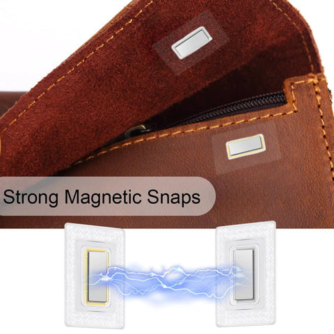 Dead Simple Hidden Magnetic Snaps For Clothing And Purses Measuring One Point Five By One Inch Transparent PVC Edges with strong closure.