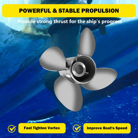 Beefy Stainless Steel Outboard Boat Propeller 13 1/4 By 15 For Mercury Engines 40 140HP Right Hand 15 Tooth Hub