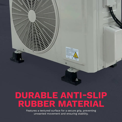 Heavy Duty Natural Rubber Anti Vibration Mounts For Ductless Mini Split Condensing Unit With All Stainless Steel Hardware Pack Of Four, showcasing anti-slip rubber base.