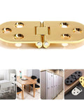 180 Degree Flush Mount Cabinet Hinge Set in gold zinc alloy for kitchen and bedroom cabinets, no fuss easy install