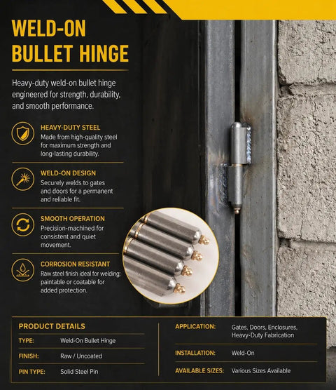 Top Shelf Heavy Duty Weld On Bullet Hinge Pack Of 4 Rock Solid Steel Gate Hardware With Grease Zerk Fitting Built Tough For Badass Jobs That Demand Bombproof Load Capacity And Easy Swinging Action Daily