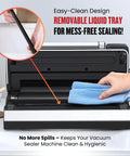 Heavy Duty Vacuum Sealer Machine Packing 90Kpa Suction And Double Seal, showing removable drip tray for easy cleaning.