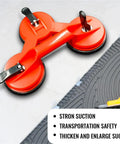 Multi Spec Suction Cup Handle Dual Function Lifter And Dent Puller Makes Light Work Of Glass Tile And Windshield Moving Pretty Slick Accessory For Quick Auto Body Touch Ups And Daily Shop Tasks Red with dual suction cups for lifting.