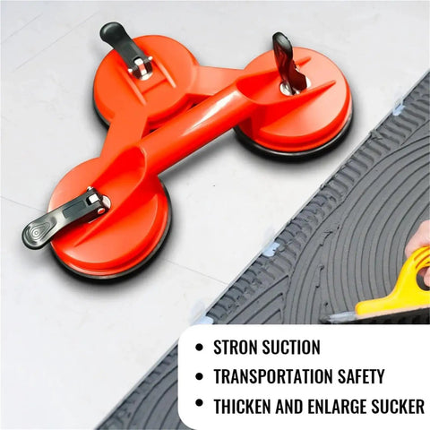 Multi Spec Suction Cup Handle Dual Function Lifter And Dent Puller Makes Light Work Of Glass Tile And Windshield Moving Pretty Slick Accessory For Quick Auto Body Touch Ups And Daily Shop Tasks Red with dual suction cups for lifting.