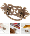 Old School Brass Drawer Pulls Set 2 Antique Cabinet Handles Small Retro Hollow Carved Brass Knobs For Dresser Restoration