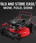 Folded Gas Push Lawn Mower With 21 Inch Deck, 144cc 4 Cycle OHV Engine, 2 In 1 Mulch And Side Discharge, Recoil Start