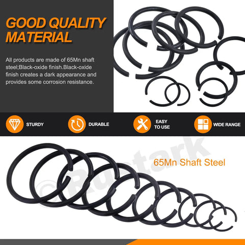 150Pcs 10 Size 65Mn Steel Round Wire Snap Rings Set For Shafts C Clips Internal Retaining Rings Bearing Stop Ring M10 M26