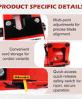 Portable Band Saw Stand Turns Your Saw Into A Miter And Vertical Band Saw, No Fuss, Compatible With 6232 6238 And 2729 Models, With 0 To 60 Degrees Adjustable Angles, showcasing multi-point adjustments, cord storage, and safety switch.