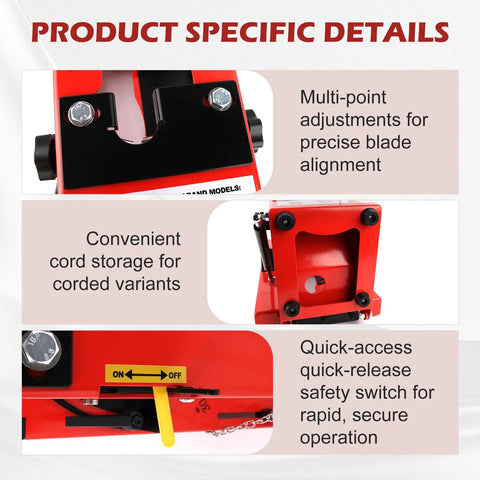 Portable Band Saw Stand Turns Your Saw Into A Miter And Vertical Band Saw, No Fuss, Compatible With 6232 6238 And 2729 Models, With 0 To 60 Degrees Adjustable Angles, showcasing multi-point adjustments, cord storage, and safety switch.