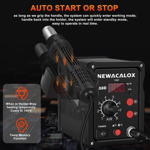 Hot Air Rework Station With Soldering Capability And Airflow Adjustable Fast Warm Up In 3 To 5 Seconds Digital LED Display Desoldering Tool