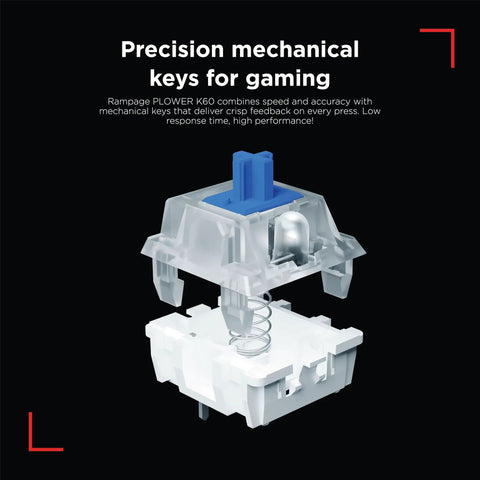 Dope Compact Mech Keyboard For Gaming And Work, 60 Percent Layout With 62 Keys, Crisp Blue Switches, Led Backlight, Anti Ghosting, Straight Up Reliable Usb Plug And Play Rig showing blue mechanical switch.