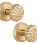 Satin Brass Dummy Door Knobs For Closet And Pantry, Vintage Non Turning Inactive Interior Door Handles, 2 pack