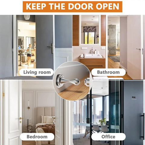 Two Pack Magnetic Door Stop For Bottom Of Doors With Stainless Steel Construction, Wall Or Floor Mount, Keeps Doors From Slamming