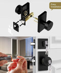Matte Black Exterior Door Knob And Deadbolt Set Built Tough Heavy Duty Zinc Alloy Front Door Lock With Keyed Alike Entry Square Design Easy Installation showcase