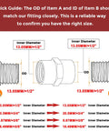Guide for solid brass pipe fitting connector set sizing, showing FNPT couplers with inner diameter dimensions for plumbing projects.