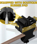 Beast Golf Club Regripping Kit 2.0 with Quick Release Vise Clamp attached to table, showing rubber protection pad.