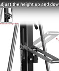 Close-up of adjustable height mechanism on 1.5 Ton Portable Gantry Crane With Adjustable Height From 8.53 To 12.47 Feet And A 6.56 Foot Span