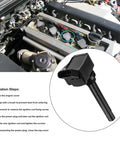 Set Of 4 Ignition Coil Packs Fits VW Passat Beetle Jetta GTI Golf Audi A3 A4 1.8L And 2.0L Engines With Easy Install Direct Fit Replacement UF765 GN10632 shown with installation guide for engine bay