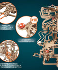 Marble Run Chain Hoist 3D Wooden Puzzle Kit For Grownups Mechanical Engineering Model Build Brain Teaser Hobby Set DIY Desk Toy For Curious Makers And Builders, modular wooden marble run