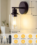 MATAMEYE Battery Operated Wall Sconce Set of 2, Rechargeable Wall Lights, stylish modern design and dimensions visible