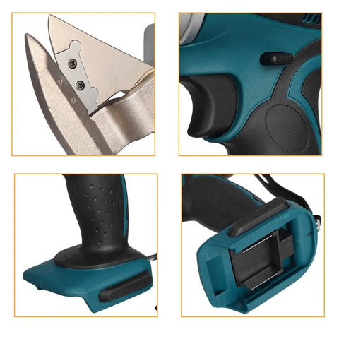 Cordless 21V Electric Iron Scissors for Metal Cutting, ergonomic handheld shear with adjustable blade and grip design.