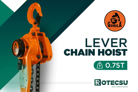 Lever Hoist 360 Degree Manual Ratchet Chain Puller With 1650 Lbs Capacity, Ten Ft Lift, shown with orange casting and hook