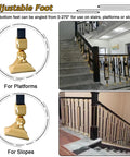 Hella Sturdy Square Deck Balusters And Stair Spindles Kit Featuring 37 Inch Adjustable Swivel Base shown with adjustable foot for stairs.