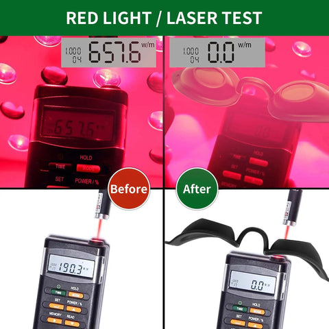 Smoother Fit Ipl Goggles With Hella Durable Uv Eye Protection For Salon Skin Therapy And Beauty Hair Removal Blocks Intense Light Up To Two Thousand Nm Easy Adjust Strap And Zipper Case Included Green during red light laser test.
