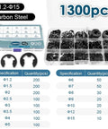 Workhorse All In One Heavy Duty Retaining Ring Kit 1300 Pcs Carbon Steel External Snap Rings For Shafts 1.2 To 15 Mm Open Box View