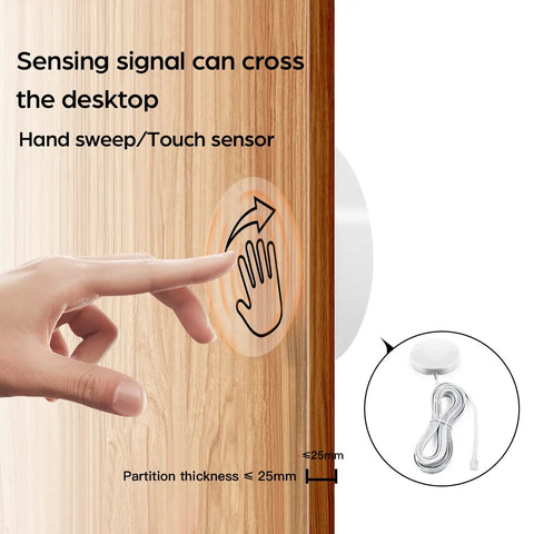 Wood Panel Penetrating Touch Sensor LED Dimmer Switch with hand sweep control installation behind wood panel, 12V-24V, 60W
