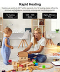 Woman and child playing in room with Portable Ceramic Space Heater With Digital Display And Touch Controls, 1500W.