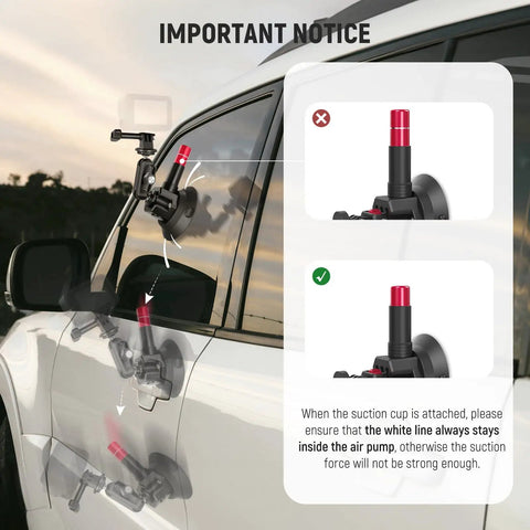 Triple Suction Cup Car Mount Kit for Dope POV Driving Shots attached to car window, showing secure suction adjustment.