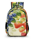 Mixed Berry Vine Watercolor Printed Unisex Backpack Large Capacity Durable Polyester Breathable Design With Sturdy Zipper Ideal For School Work Travel And Everyday Carry showing vibrant fruit pattern.