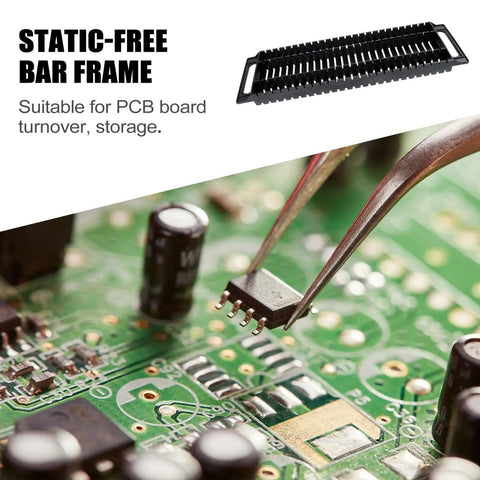 2 Pack Anti Static PCB Tray Racks with 25 Slots ESD Safe Bar Brackets on green circuit board background