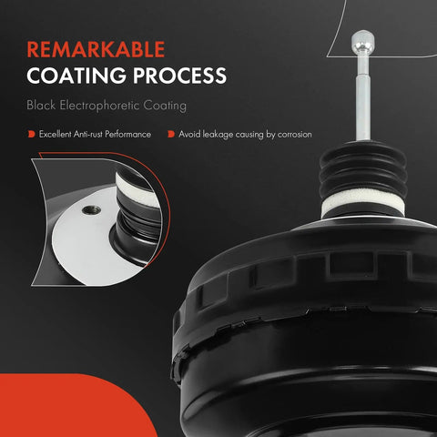 Close-up of Heavy Duty Vacuum Brake Booster for Buick LaCrosse Regal Malibu Orlando with black electrophoretic coating.