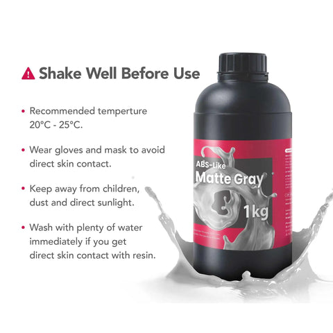 Top Shelf Abs Look Matte Gray Resin For 3D Printers Featuring Fast Uv Curing Photopolymer Zero Hassle For Everyday Modeling And Prototyping Low Odor Tough As Nails One Kg Bottle