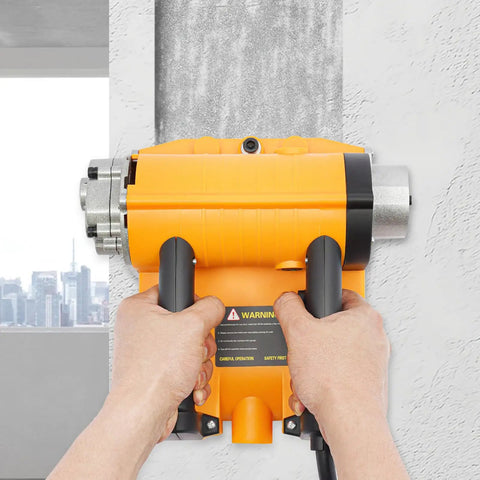 Heavy Duty Electric Wall Scraper Kicks Off Thick Paint And Putty With A Beefy 4580W Motor And Wide 5 9 Inch Blade in action on a textured wall.