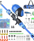 Kids Telescopic Fishing Rod And Spincast Reel Combo Kit For Boys And Girls All In One Totally Portable Fishing Set