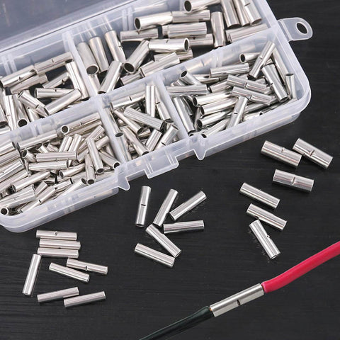Non Insulated Butt Connectors Kit 220 Pieces Assortment For Quick DIY Wiring Splices And Crimp Terminals Wide AWG Range From 22 Down To 10 For Copper Wire