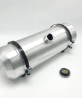 Aluminum Fuel Tank 5 Gallon For Cars And Hot Rods 8x24 Inch Center Fill One Quarter Inch NPT Outlet Gas Tank with cap. Lightweight, durable.