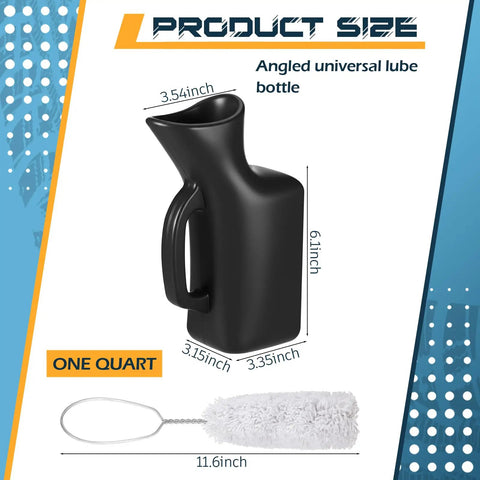 Angled Tire Lube Bucket Kit With Ultra Durable Build And Lube Swabs, 11.6 Inch Length Bottle, 1 Liter Black Lubricant Bottle For Center Post Changers, Universal Car And Truck Tire Mounting Lubrication, Set Of 4, one quart bottle