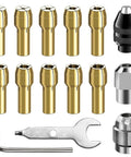 Quick Change Drill Chuck Collet Set for Rotary Tools Fits 1/32 to 1/8 Inch Shanks One Piece Alloy 3 Jaw Chuck