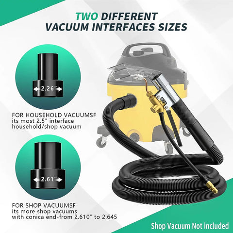 Extractor Kit For Wet Vacuum With 50 Foot Water Line Includes Transparent Dust Removal Head 10 Foot Ribbed Vacuum Hose Shown