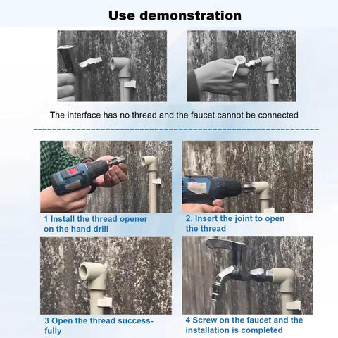 User demonstration of Heavy Duty Portable Pipe Internal Threader creating internal threads for plumbing projects.