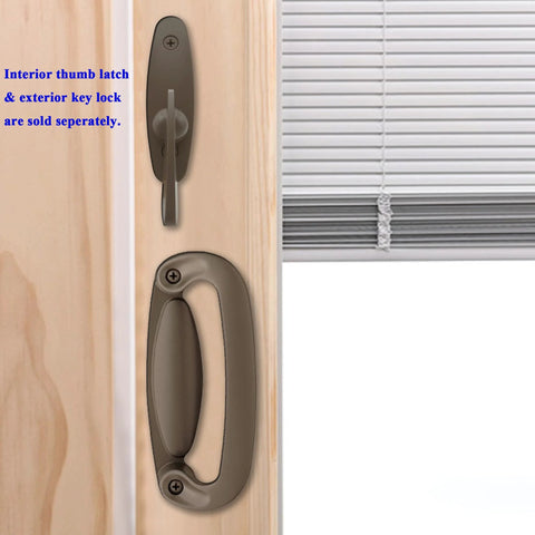 Gliding Patio Door Dummy Pull Handles For Tribeca Style Doors Compatible With OEM Parts, 5-1/2 inch hole centers, installed