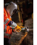 Worker using PL280 Pipeline Welding Helmet Shade 10 Flip Front Hood Built For Tight Spots ANSI Z87.1 Made In USA
