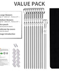 Premium 17 Inch Stainless Steel Kabob Skewers For Grillin Flat Long Shish Kebab Sticks For Meat Chicken Veggies Reusable Rustproof BBQ Skewers 12 Pack Bonus 14 Inch with pouch and covers