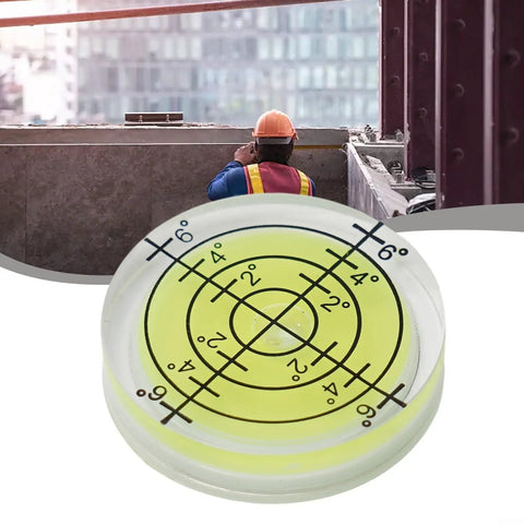 Ehlivhall 32Mm Round Bubble Level, High Precision For Acrylic with yellow liquid and black markings for accurate measuring.