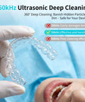 Heavy Duty 50kHz Ultrasonic Cleaner For Retainers Braces Aligners Night Guards And More With Four UV Lamps 340ml Rechargeable Denture Cleaner For Jewelry And Toothbrushes Delivers Deep Clean With No Hassle shown cleaning a retainer