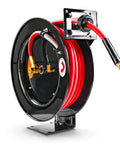 Heavy Duty 3/8 Inch x 50 Ft Air Hose Reel With Industrial Steel Construction, Corrosion-Resistant Frame, SBR Rubber Hose